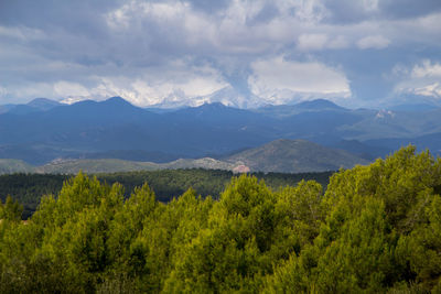 Scenic view of mountains against sky