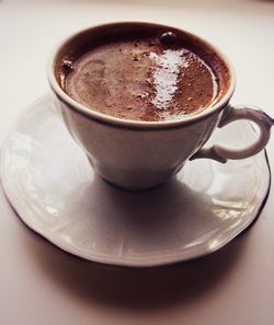High angle view of coffee on table