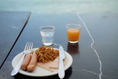 Glasses on table