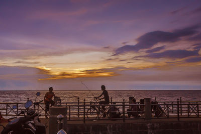 Scenic view of sea at sunset