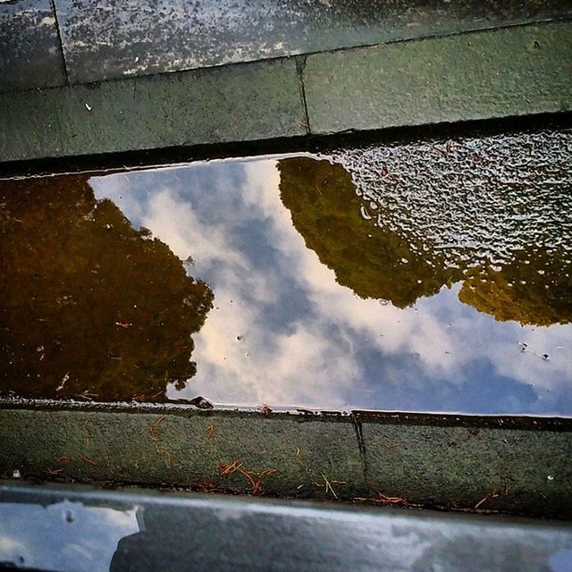 water, road, street, wet, puddle, sky, rain, transportation, reflection, weather, asphalt, road marking, cloud - sky, season, day, nature, outdoors, no people, built structure, river