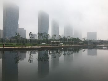 Reflection of city in water