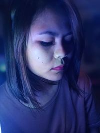 Close-up portrait of a beautiful young woman