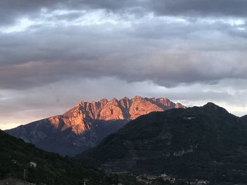 Scenic view of mountains against sky during sunset - monte resegone- lecco-italy