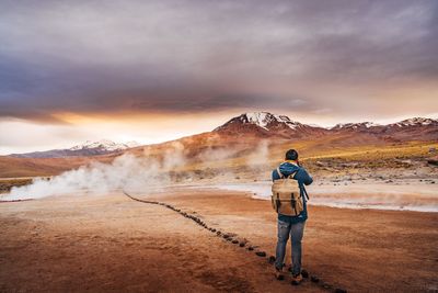 Rear view of man in chile