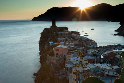 Scenic view of sea during sunset