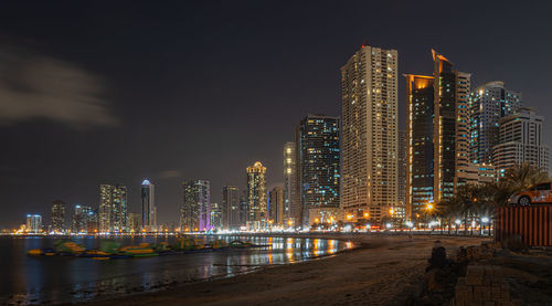 Illuminated city at night