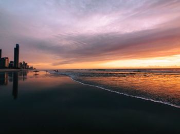 Scenic view of sea against sky during sunset