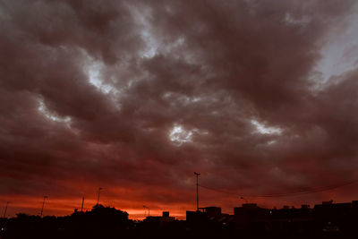 Low angle view of cloudy sky during sunset