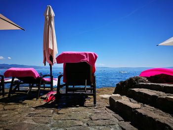 View of sea against blue sky