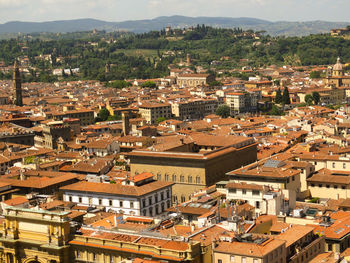 High angle view of cityscape against sky