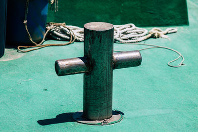 High angle view of cross on field