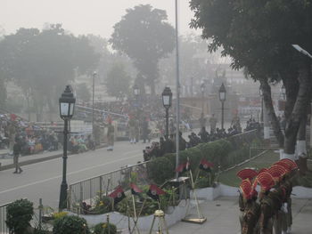 Panoramic view of trees in city during rainy season