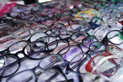 High angle view of eyeglasses on table