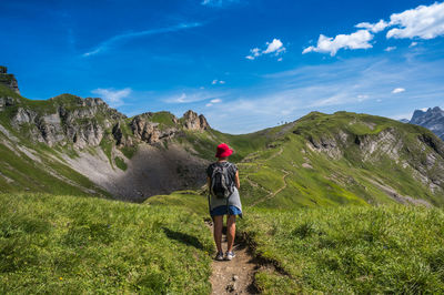 The wandertrail horizontweg from alpen tower to engstlenalp, along gental, switzerland