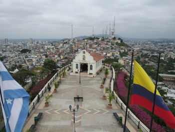 High angle view of buildings in city