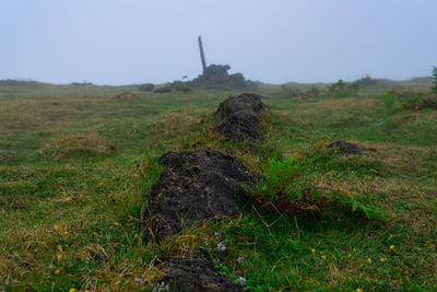 Scenic view of land against sky