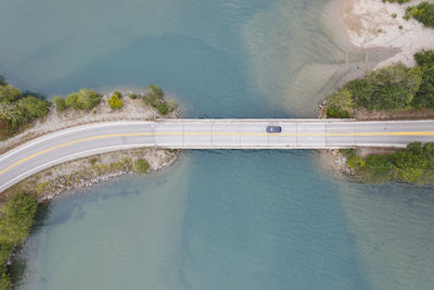 High angle view of dam by sea