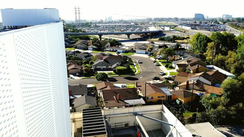 High angle view of residential district