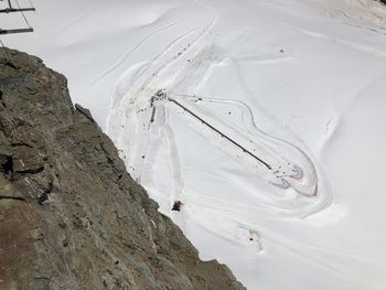 High angle view of snowcapped mountain