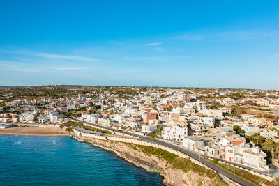 High angle view of townscape against sky