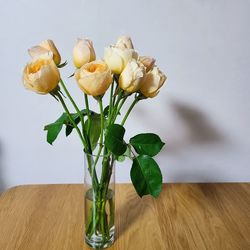 Close-up of white flower vase on table