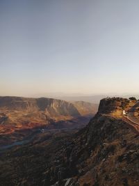 Aerial view of landscape against clear sky