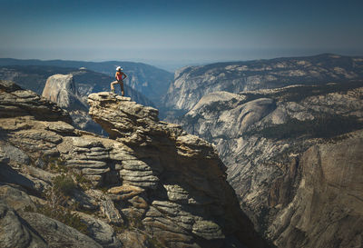 Rear view of woman on mountain