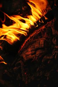 Full frame shot of fire in the dark