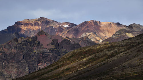 Scenic view of rocky mountains against sky