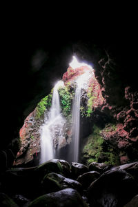 Low angle view of waterfall