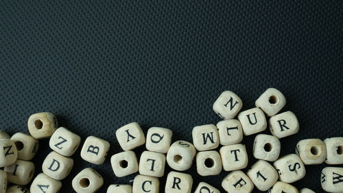 High angle view of text on black background
