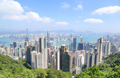 Panoramic view of buildings in city against sky