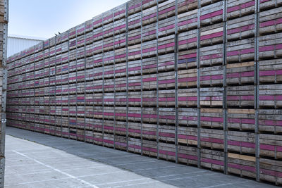 Stacks of crates on factory yard