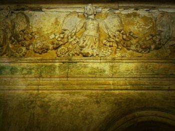 Close-up of carving on wall