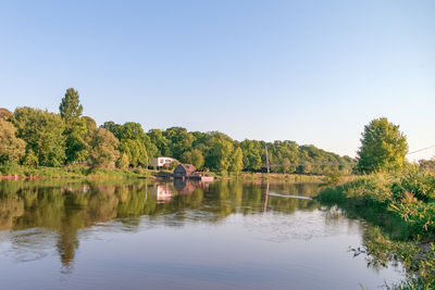 Scenic view of lake against clear sky