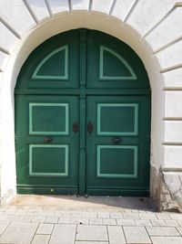 Closed door of building