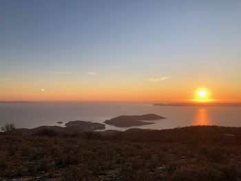 Scenic view of sea against sky during sunset