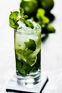 Close-up of mojito on table