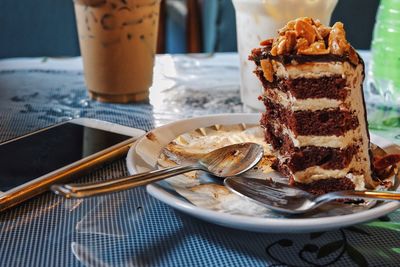 Close-up of dessert in plate on table