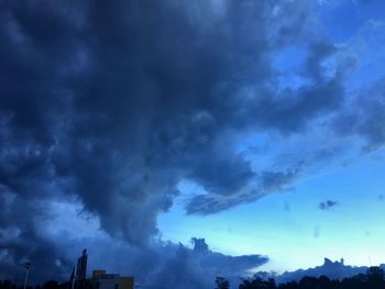 Low angle view of building against cloudy sky
