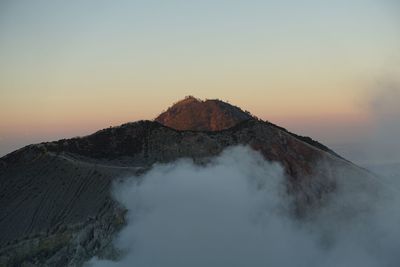 Scenic view of mountains at sunset