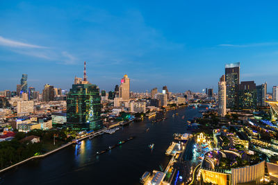 High angle view of buildings in city