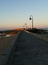 View of beach against clear sky