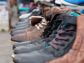 Close-up of shoes for sale
