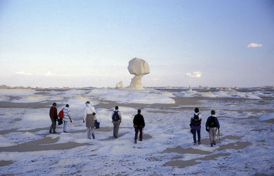 Group of people walking on landscape