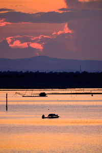 Scenic view of lake during sunset