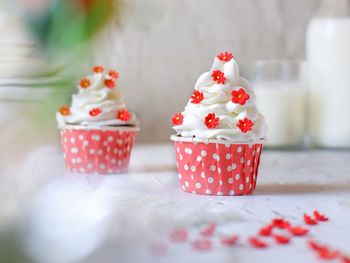 Close-up of dessert on table