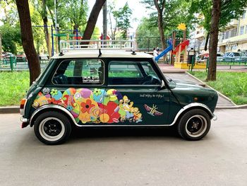 Side view of car on road