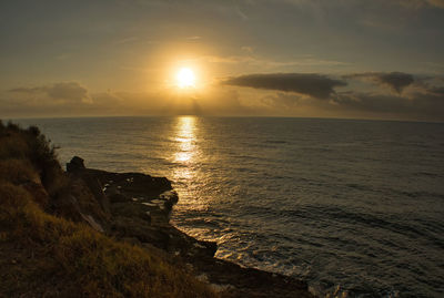 Scenic view of sea against sky during sunset